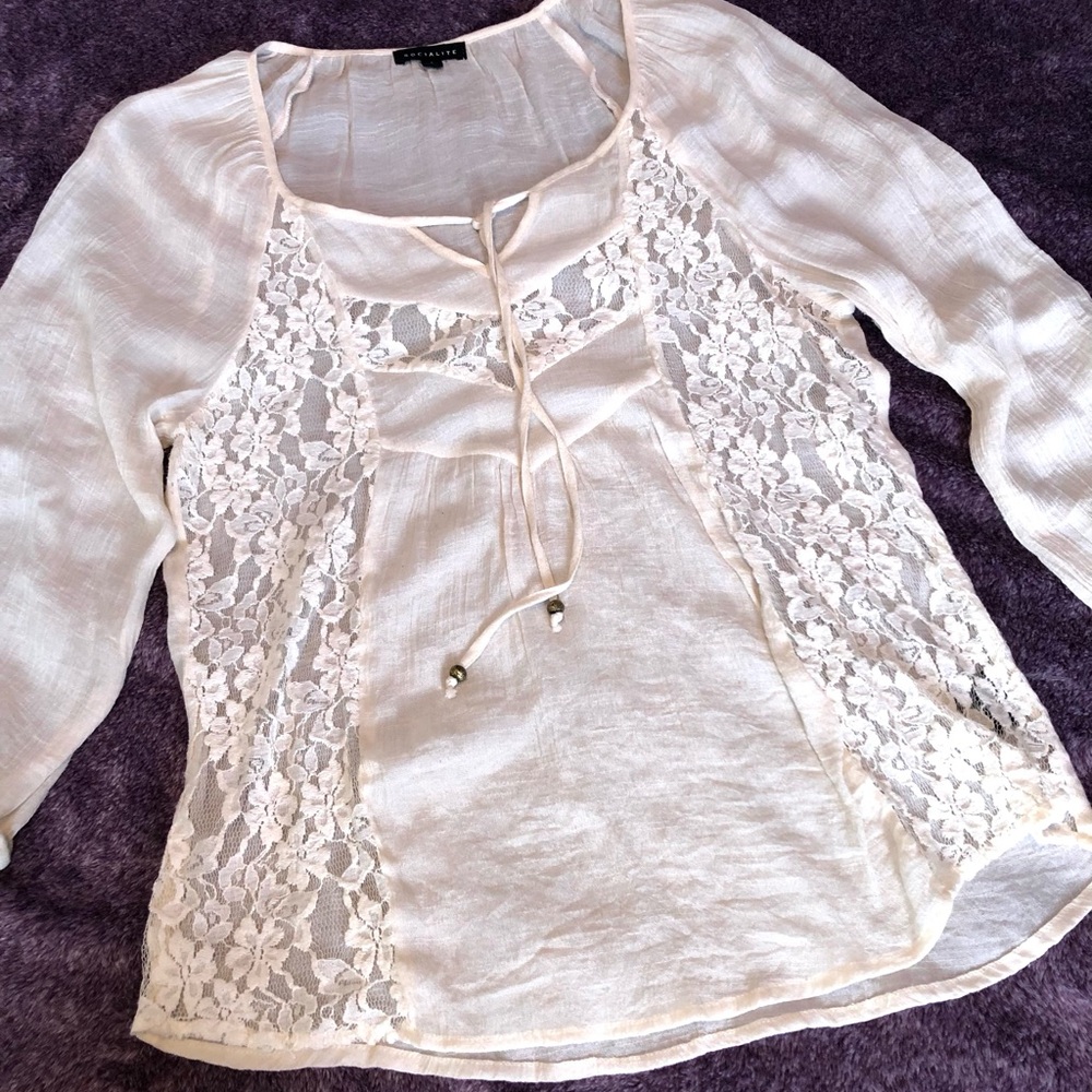 Socialite Tie Front‎ Blouse 3/4 sleeve, Cottagecore vibes
